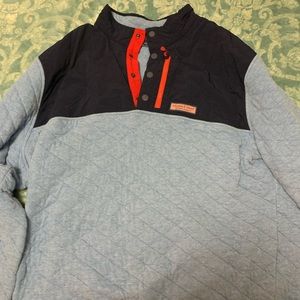 Vineyard Vines Blue Quilted Quarter Snap Sweater